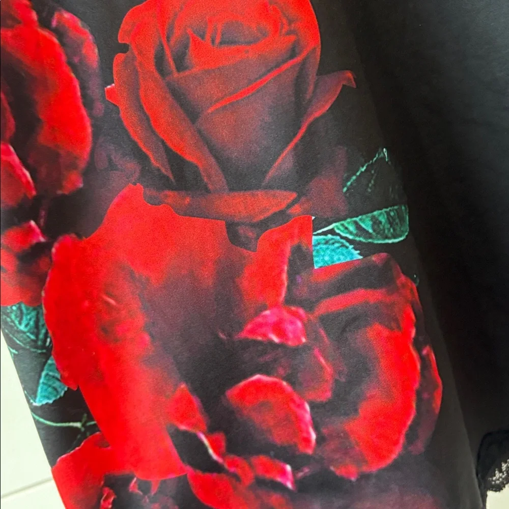 Mapalé Love‎ Struck Black Red Rose Floral Lace Chemise Slip S/M
